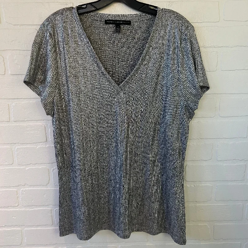 Top Short Sleeve By White House Black Market In Silver, Size: L