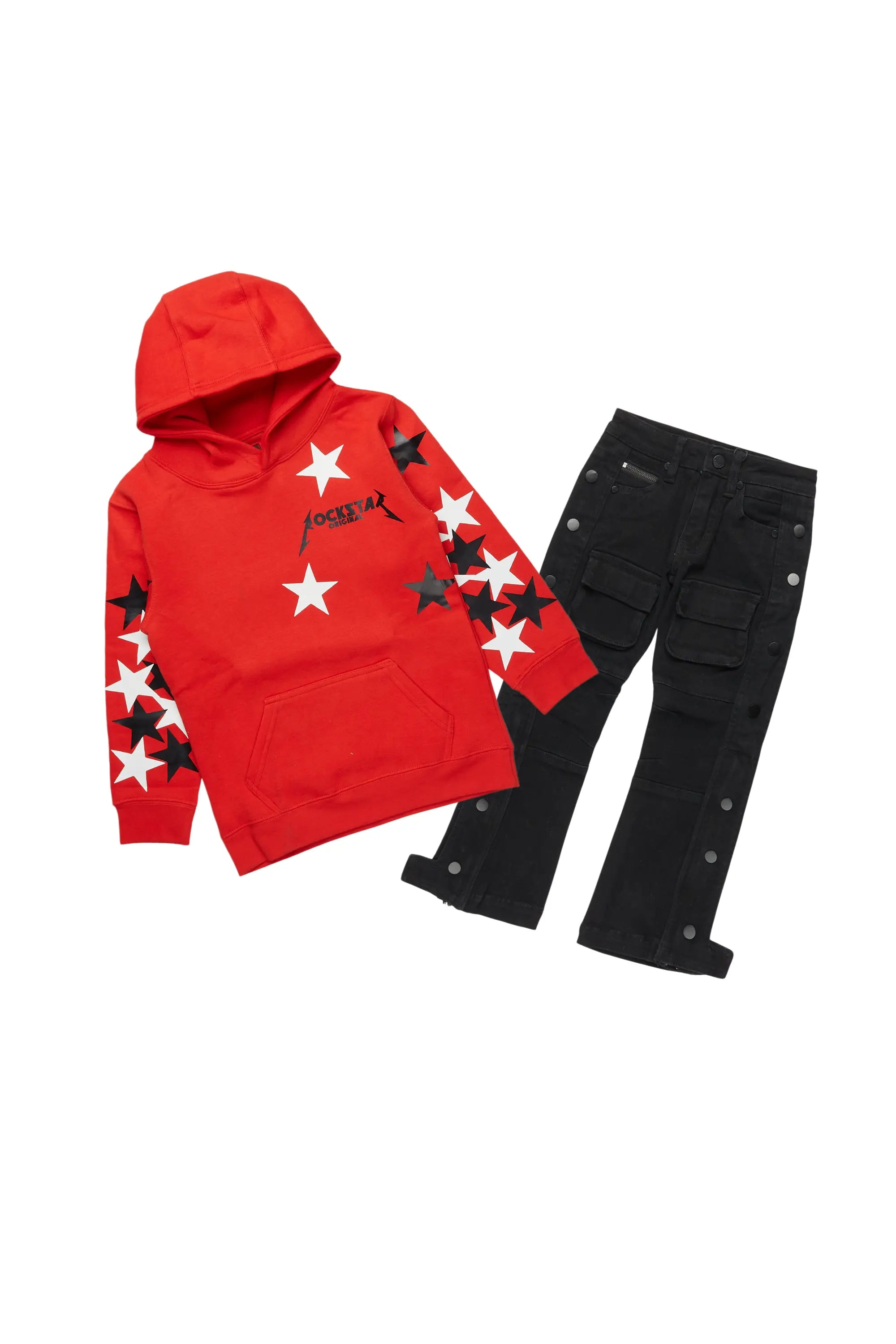 Boys Carey Red Hoodie/Baggy Fit Jean Set