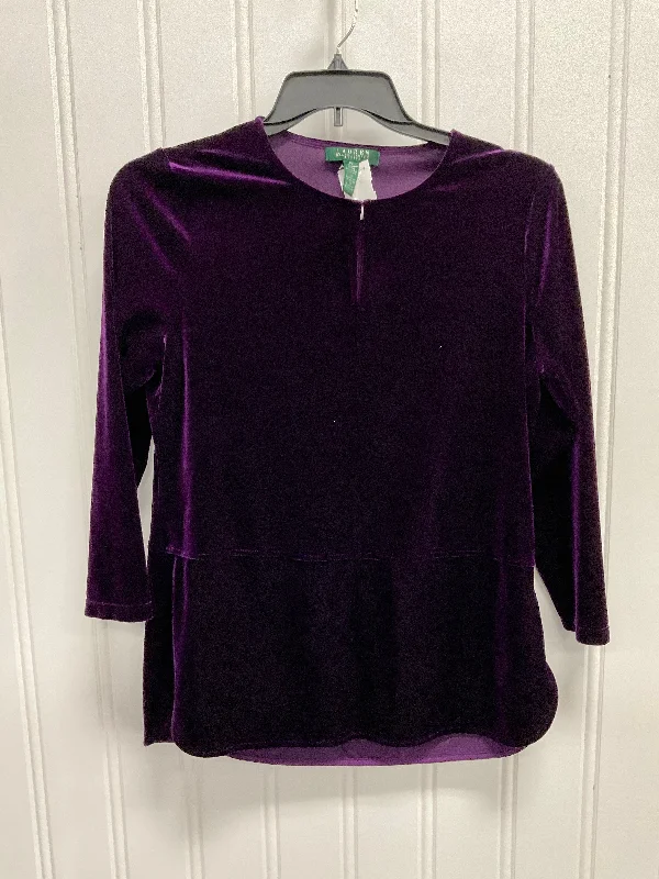 Top Long Sleeve By Ralph Lauren In Purple, Size: L