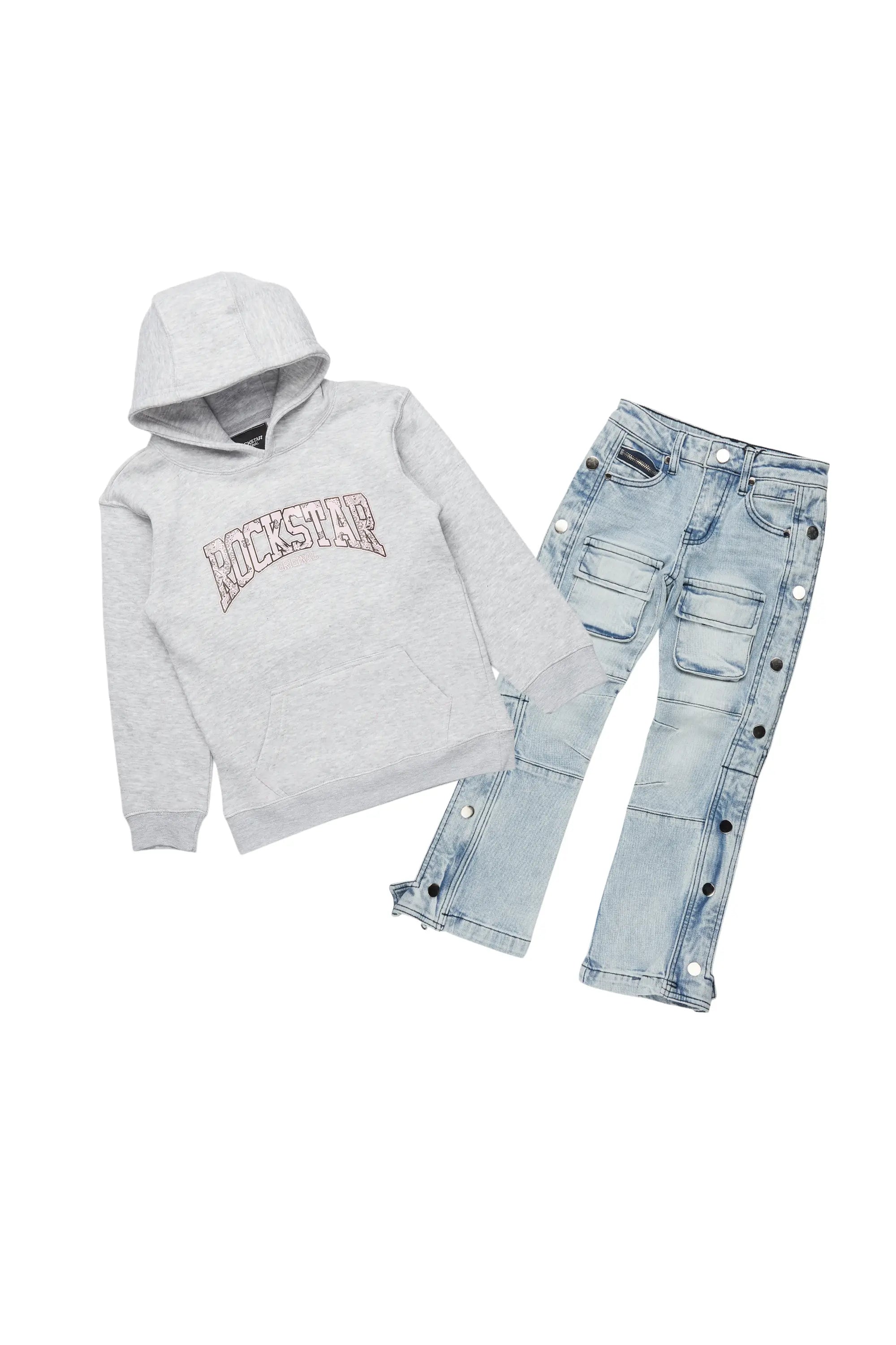 Girls Gada Grey Hoodie/Baggy Fit Jean Set