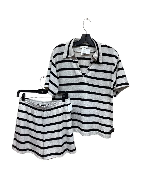 Top 2pc Short Sleeve By H&m In Striped Pattern, Size: S