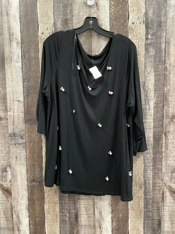 Top Long Sleeve By Cable And Gauge In Black, Size: 2x