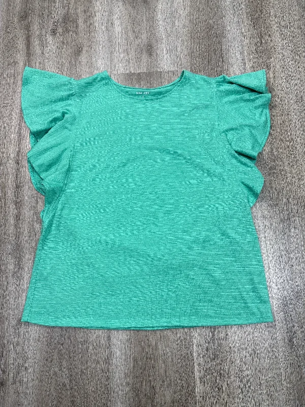 Top Short Sleeve By Nine West Apparel In Teal, Size: L