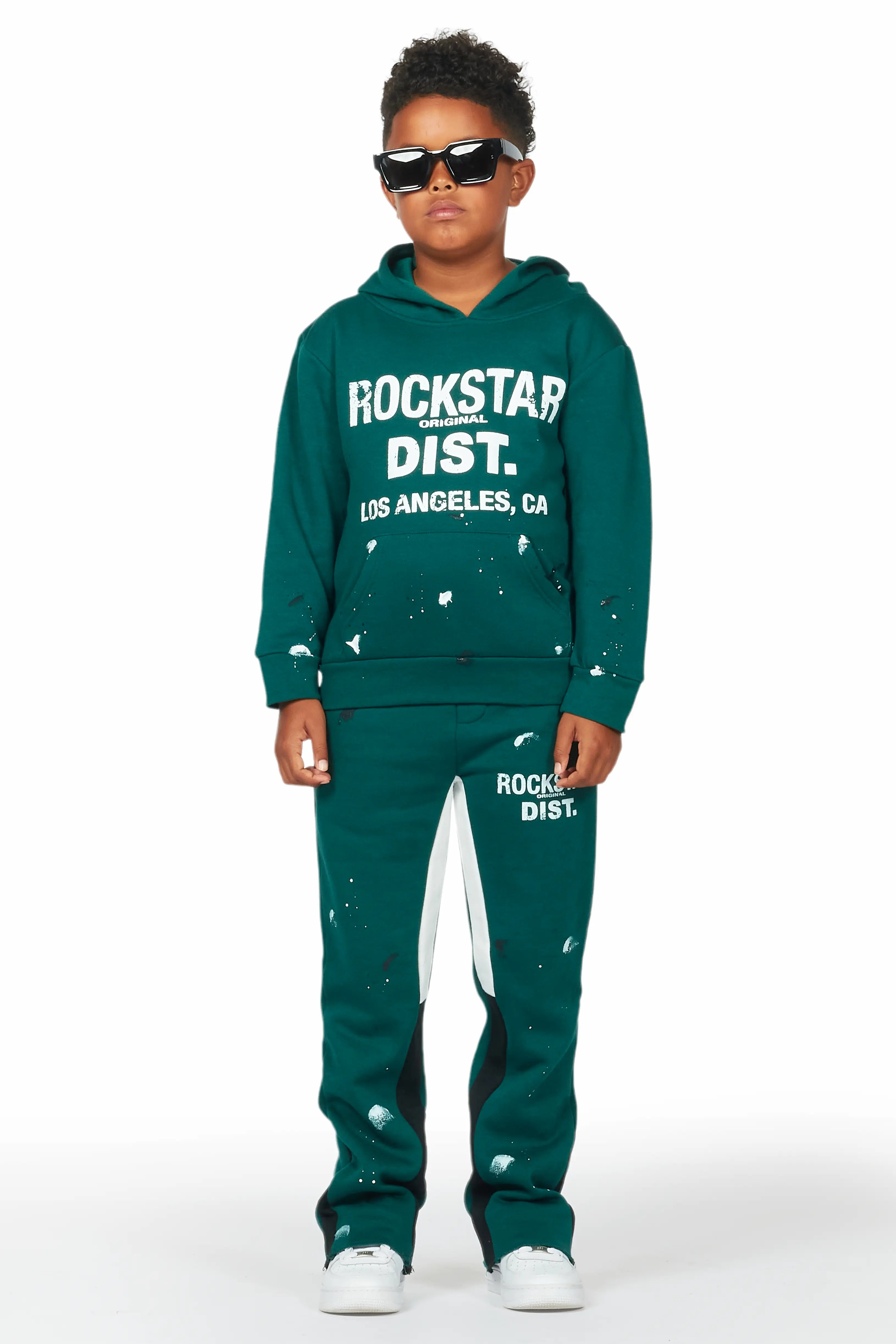 Boys Scottie Dark Green Stacked Flare Track Set