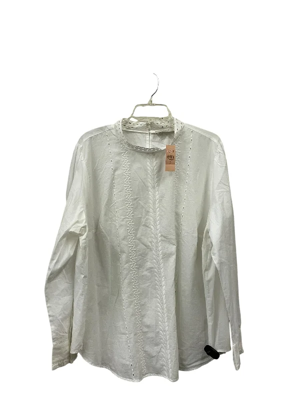 Top Long Sleeve By Loft In White, Size: 3x