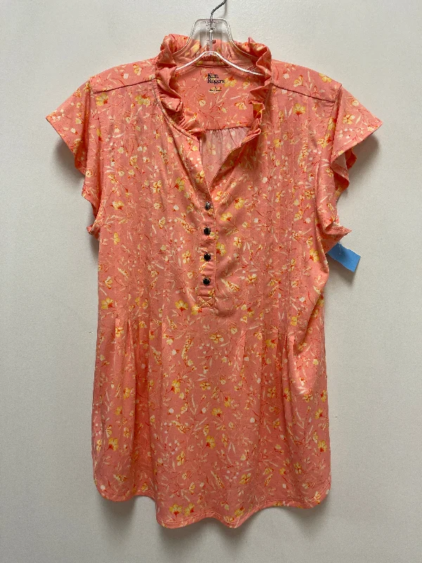 Top Short Sleeve By Kim Rogers In Orange, Size: S