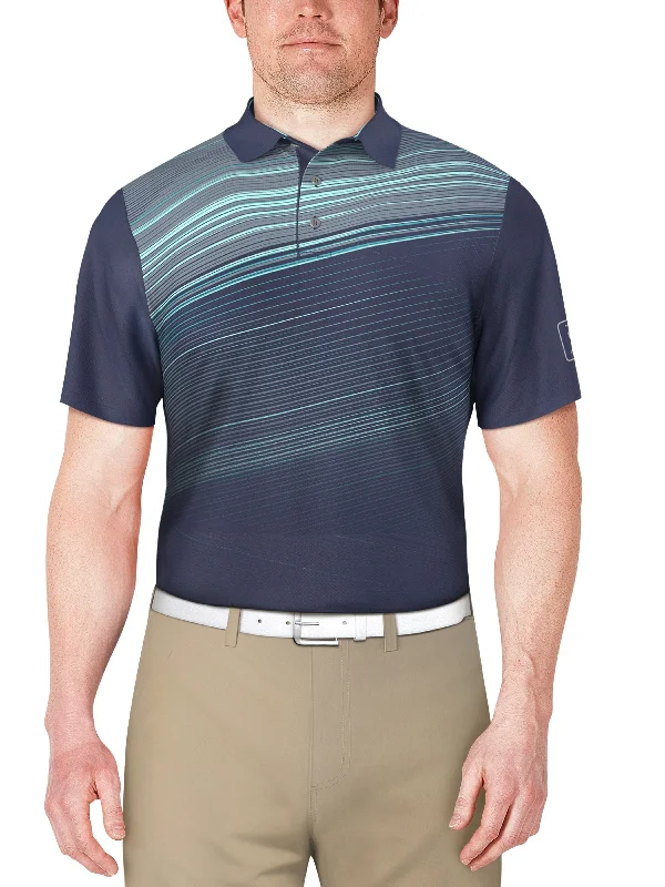 Men's Short Sleeve Asymmetric Stripe Printed Polo