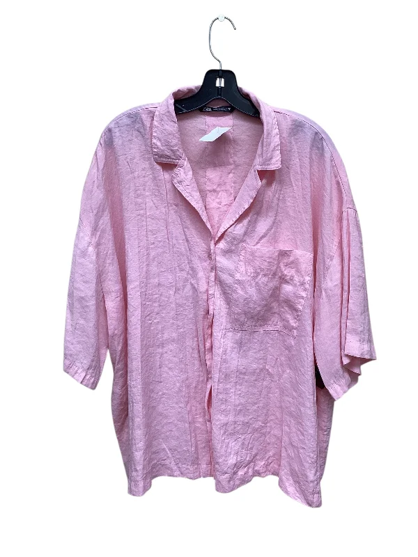 Top Short Sleeve By Zara In Pink, Size: M