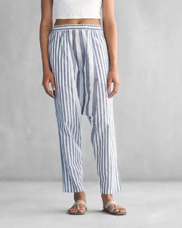 Toddy Panelled Pants - White & Blue