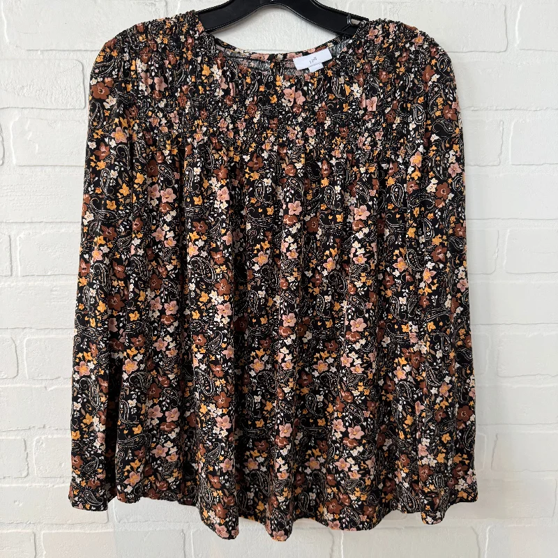 Top Long Sleeve By J. Jill In Black & Brown, Size: M