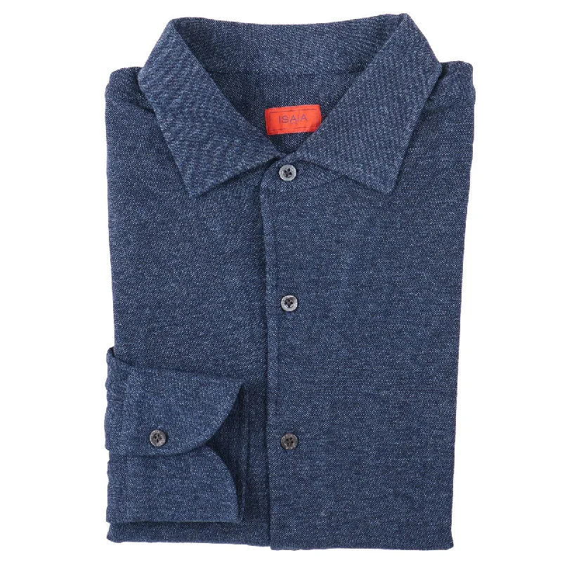 Isaia Pique Knit Jersey Cotton Shirt