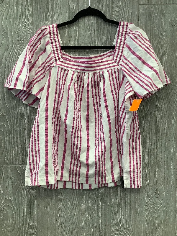 Top Short Sleeve By Loft In Striped Pattern, Size: L