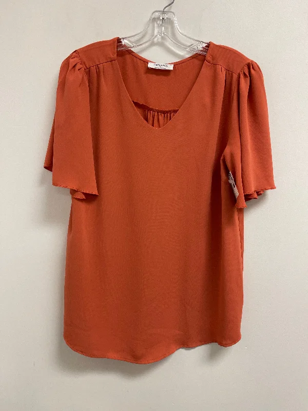 Top Short Sleeve By Zenana Outfitters In Orange, Size: L