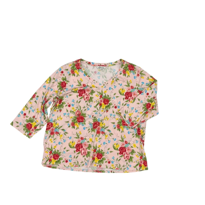 Top 3/4 Sleeve By The Pioneer Woman In Floral Print, Size:2X