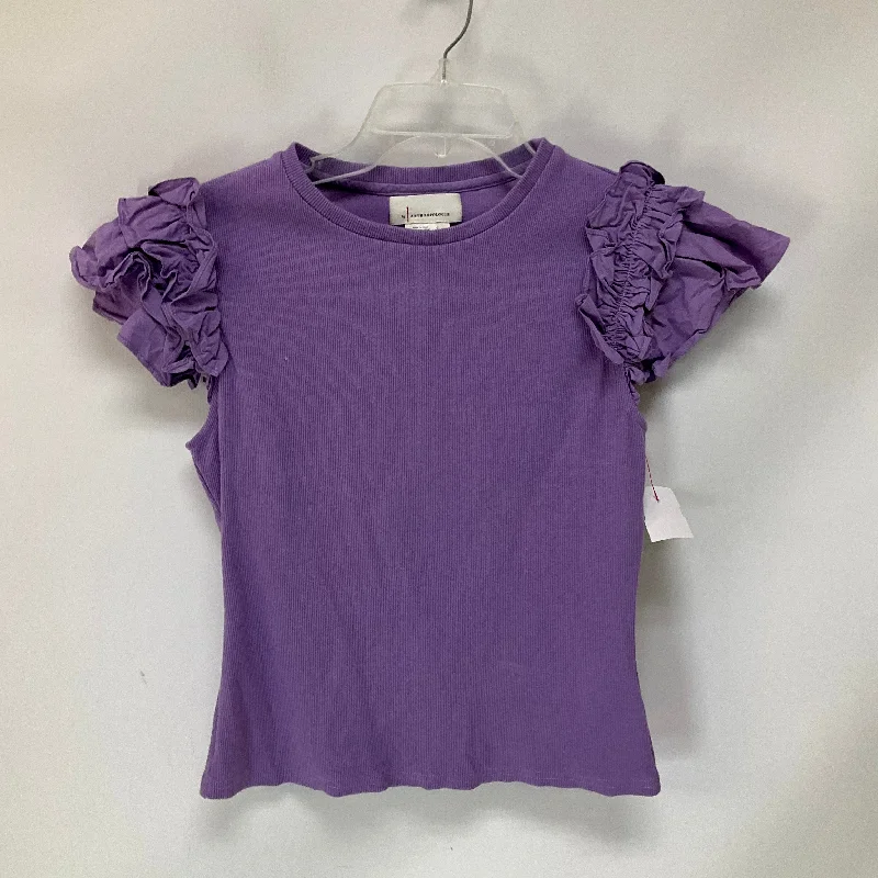 Top Short Sleeve Basic By Anthropologie In Purple, Size: S