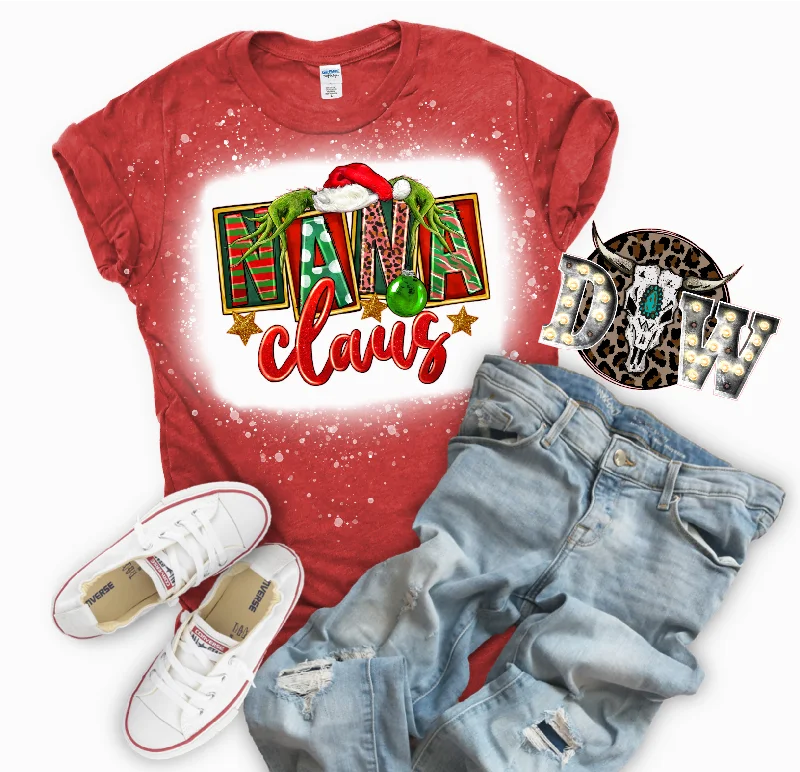 Nana Claus Grinch Bleached Graphic T-Shirt