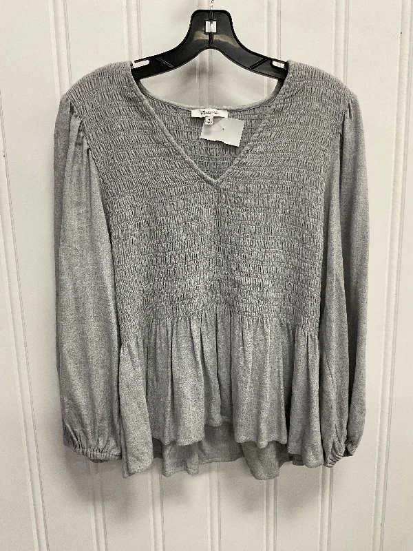 Top Long Sleeve By Madewell In Grey, Size: M