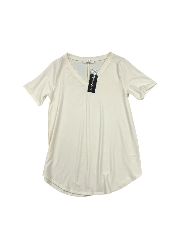 Top Short Sleeve By Zenana Outfitters In Cream, Size: S