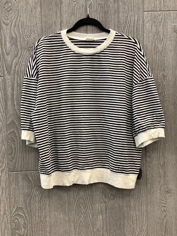 Top 3/4 Sleeve By La Miel In Striped Pattern, Size: L