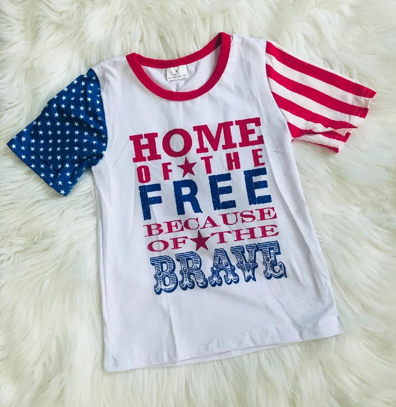 Home of the Free Because of The Brave Raglan Tee