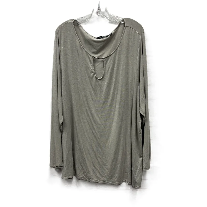 Top Long Sleeve By H For Halston In Taupe, Size: 3x