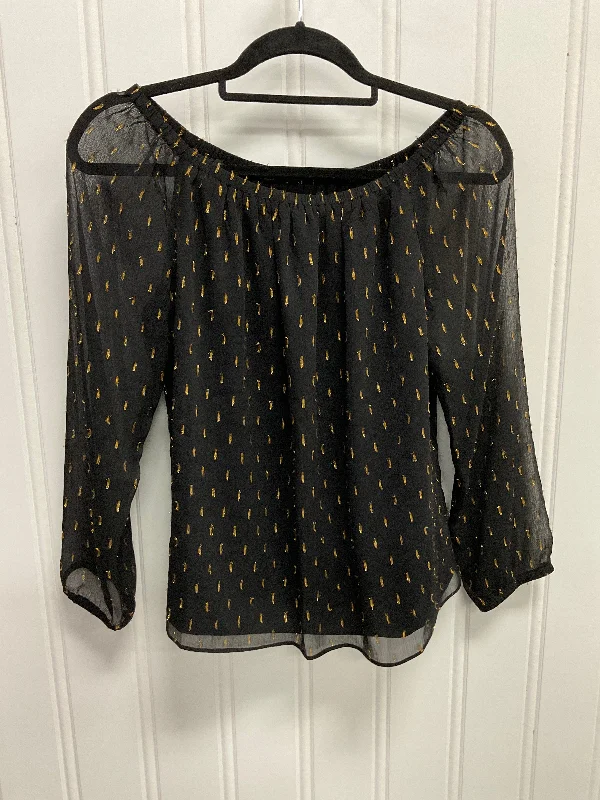 Top 3/4 Sleeve By White House Black Market In Black & Gold, Size: S