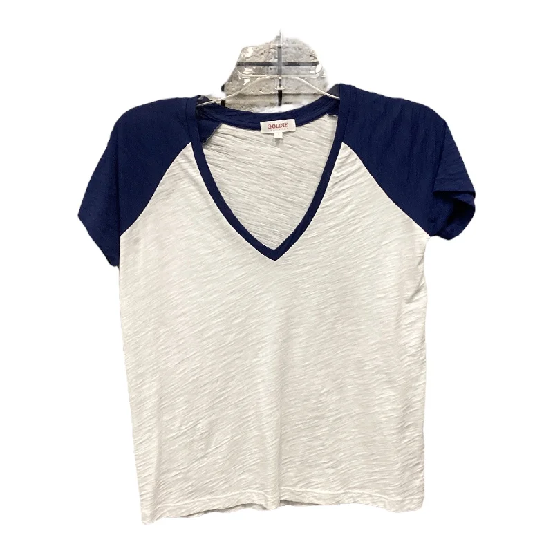 Top Short Sleeve By Cmc In Blue & White, Size: S