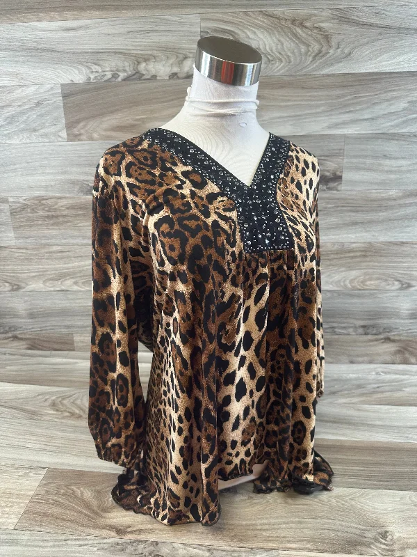 Top 3/4 Sleeve By Clothes Mentor In Animal Print, Size: 2x