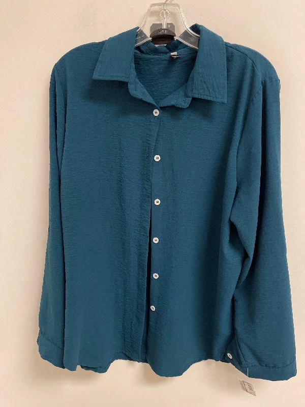 Top Long Sleeve By Clothes Mentor In Teal, Size: 2x