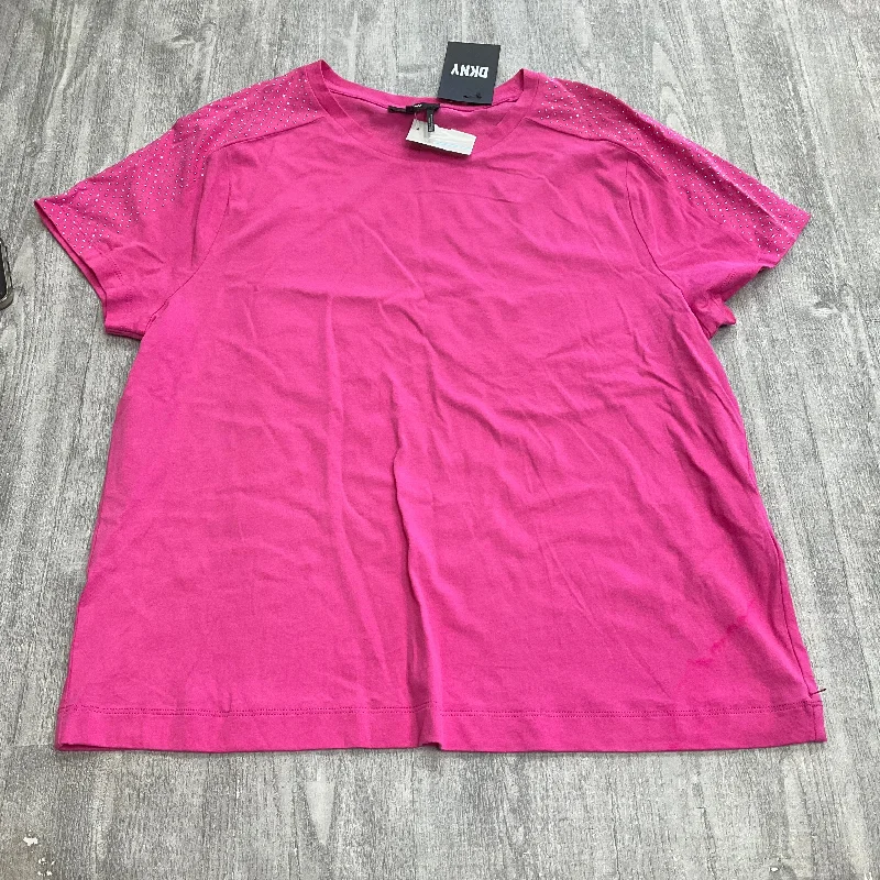 Top Short Sleeve By Dkny In Pink, Size: L