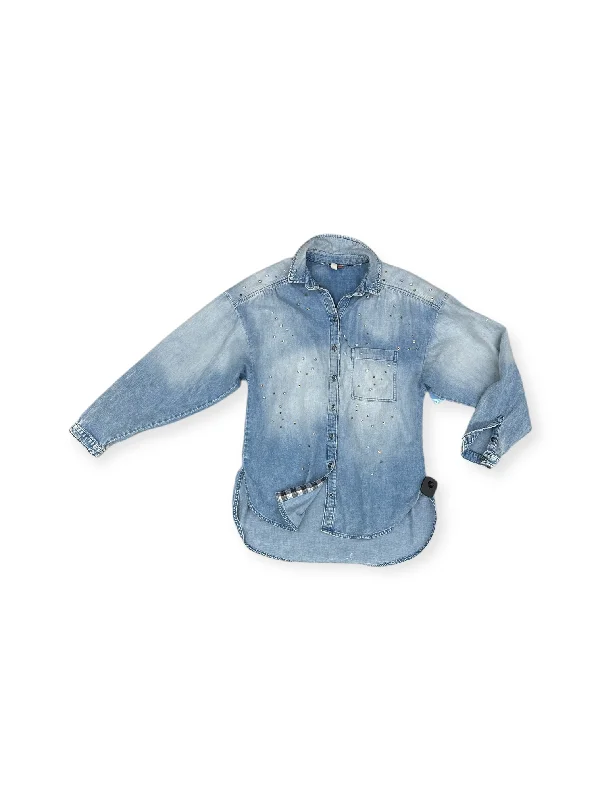 Top Long Sleeve By Pilcro In Blue Denim, Size: Xs