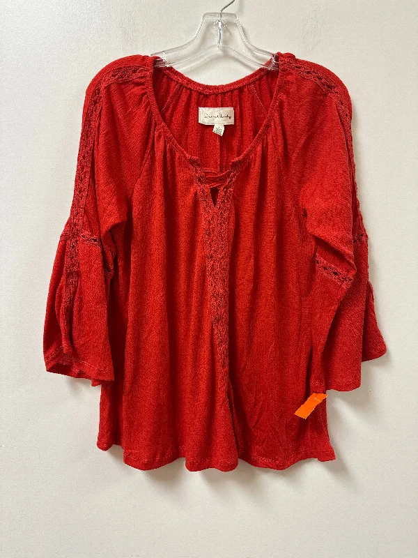 Top Long Sleeve By French Laundry In Red, Size: L