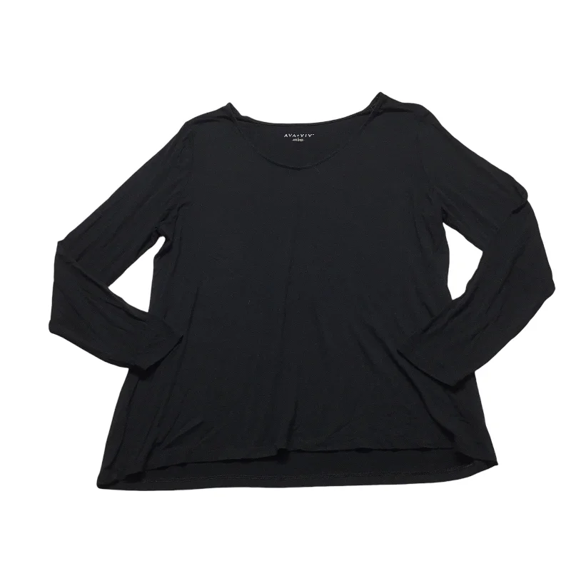 Top Long Sleeve Basic By Ava & Viv In Black, Size: 1x