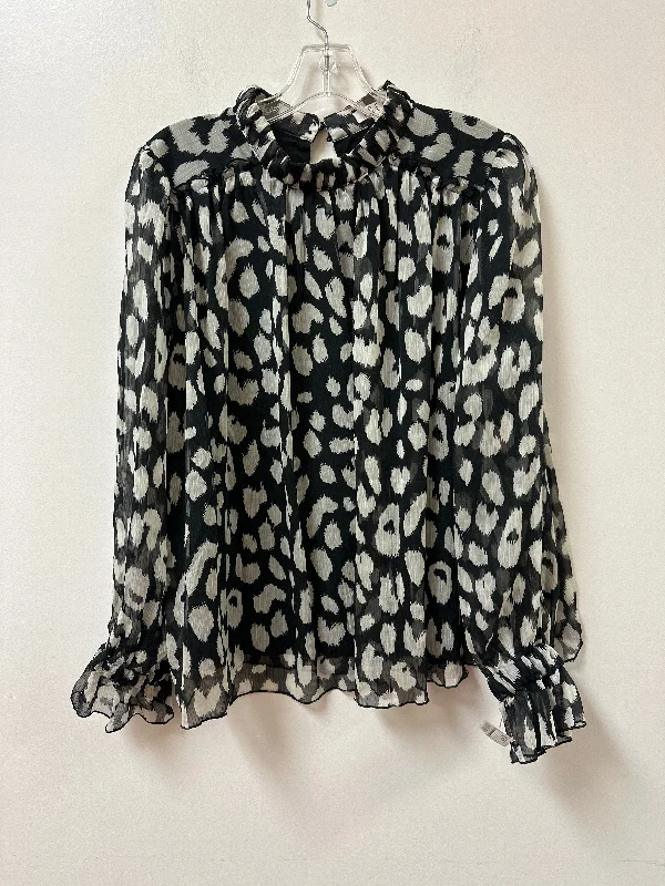 Top Long Sleeve By Tcec In Black & White, Size: L