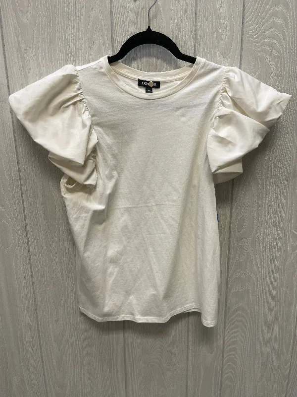 Top Short Sleeve By Express In Cream, Size: M