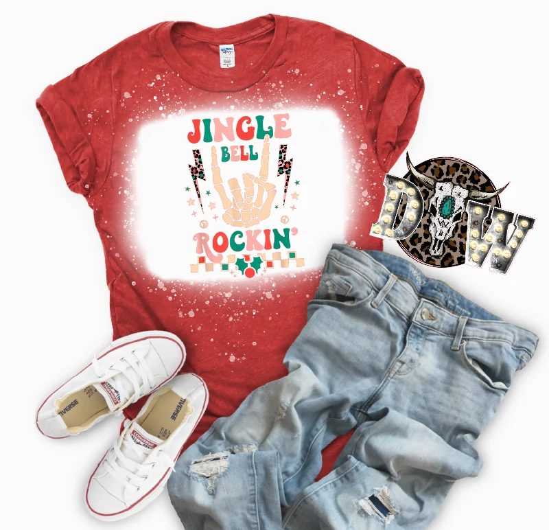 Jingle Bell Rockin' Christmas Bleached Graphic T-Shirt