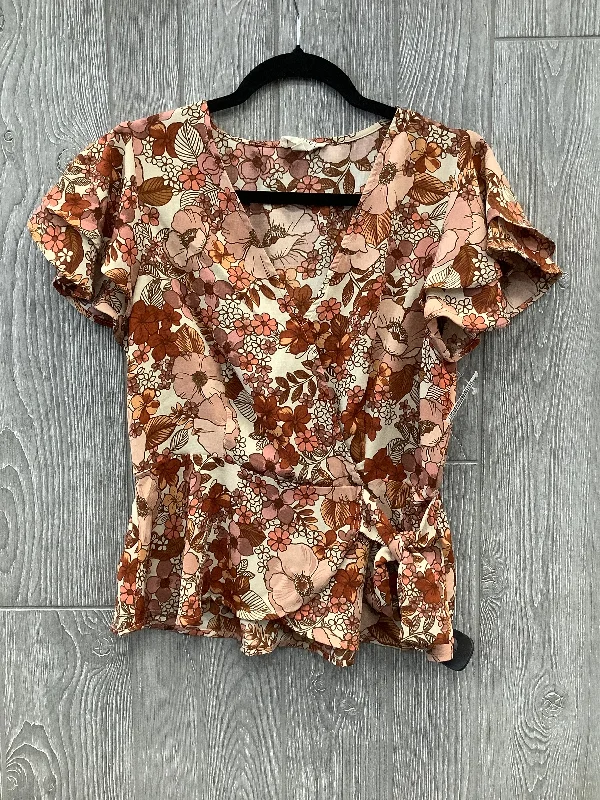 Top Short Sleeve By Meraki In Floral Print, Size: L