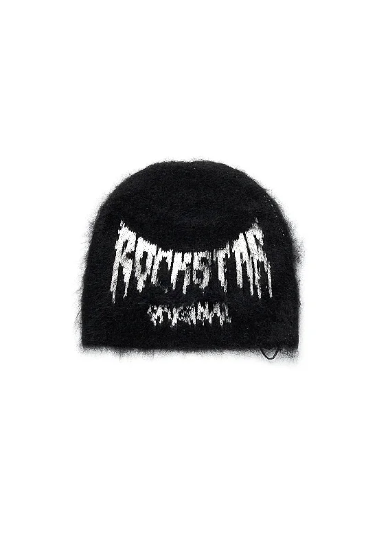 Andros Black Knitted Mohair Beanie