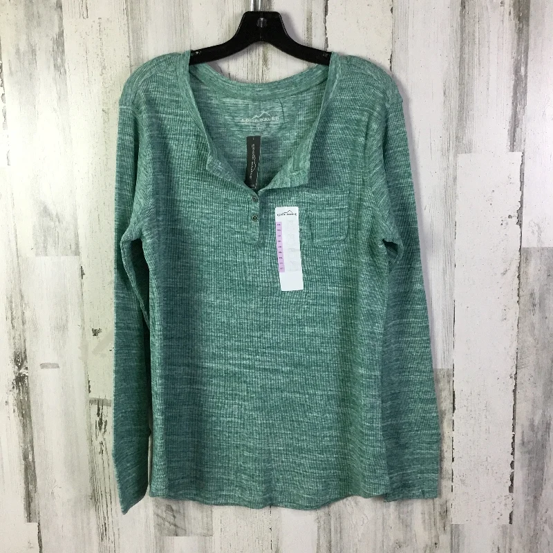 Top Long Sleeve Basic By Eddie Bauer In Teal, Size: Xxl