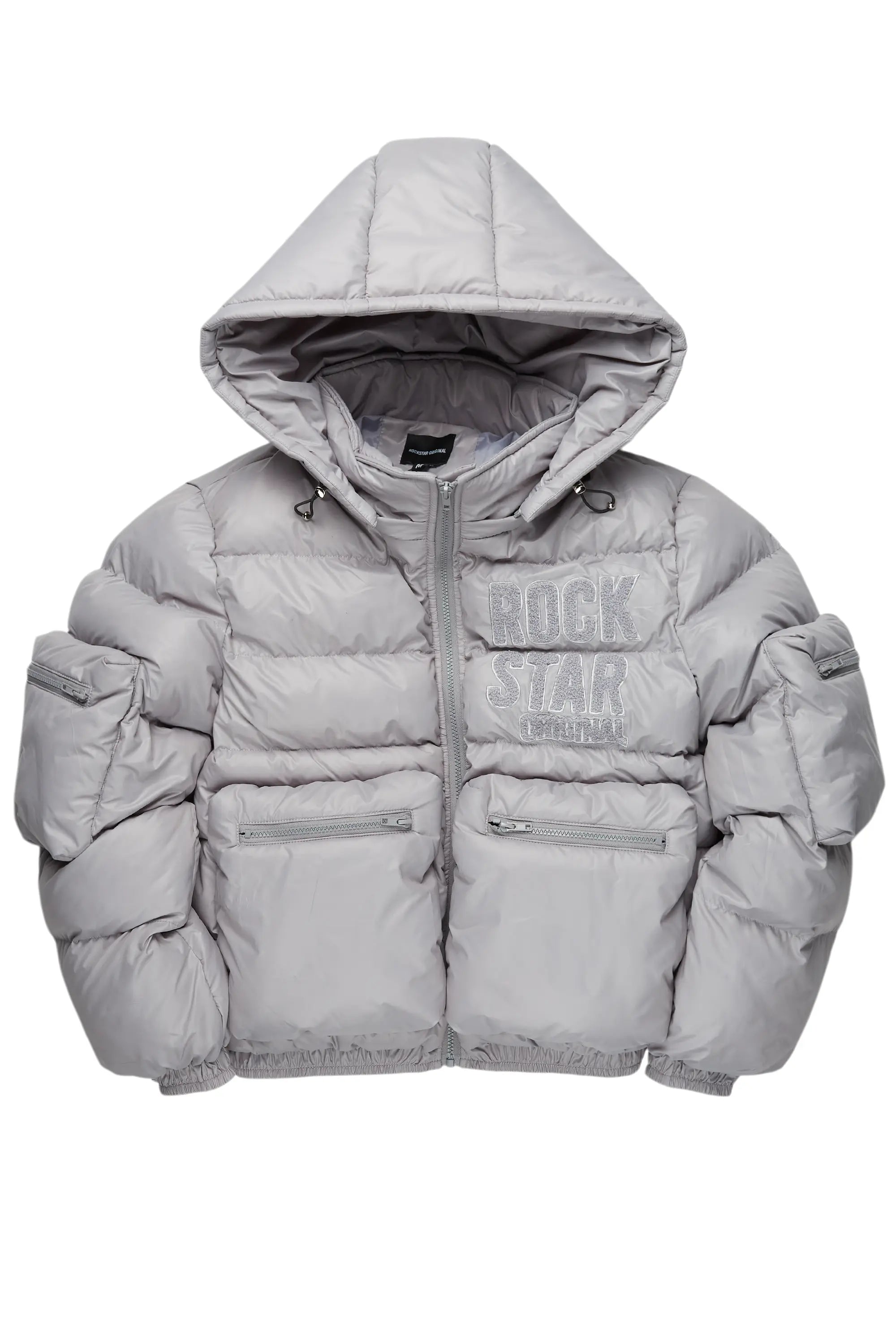 Keisha Grey Cargo Puffer Jacket