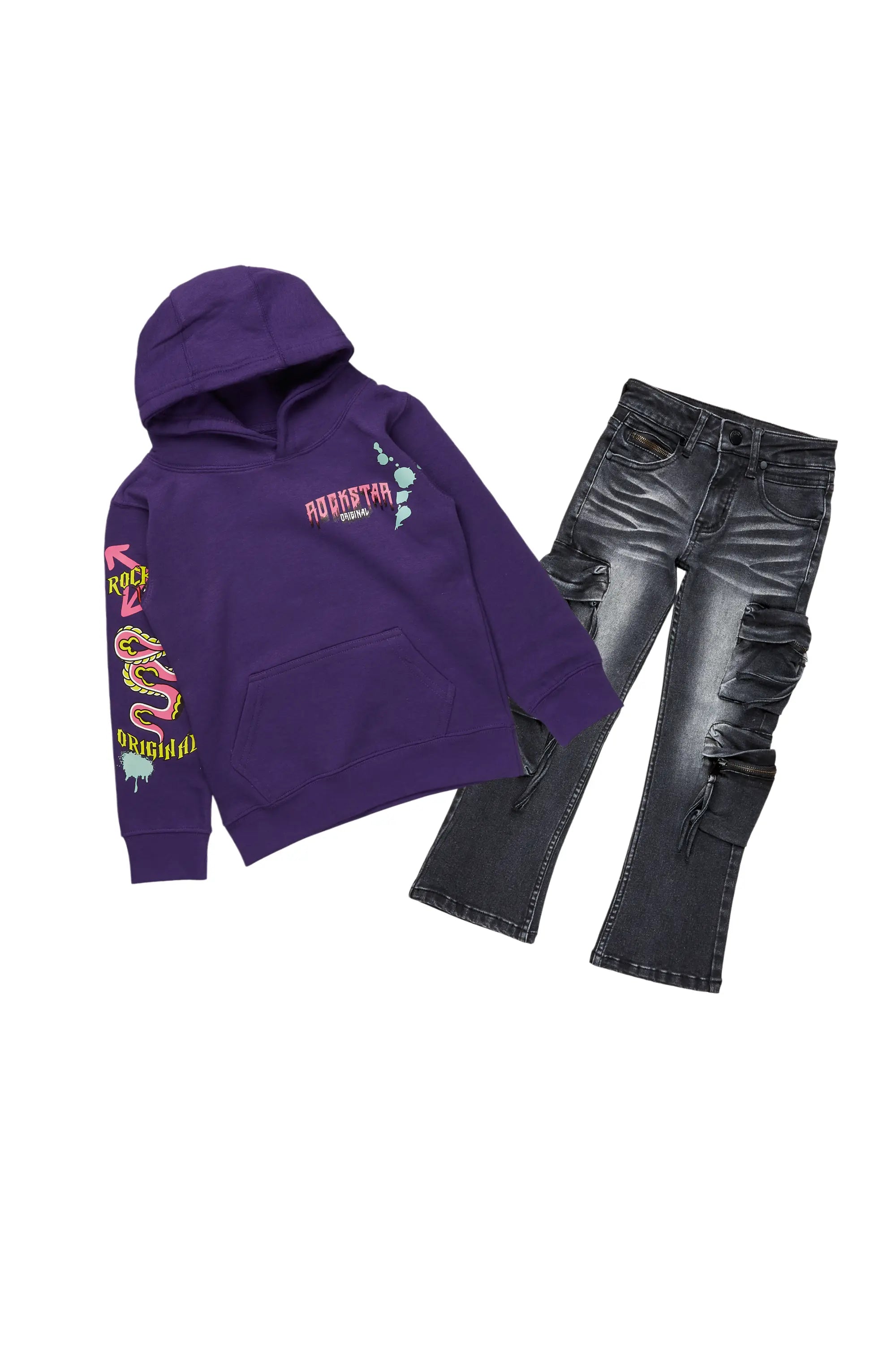 Girls Dalida Purple Hoodie/Slim Fit Jean Set