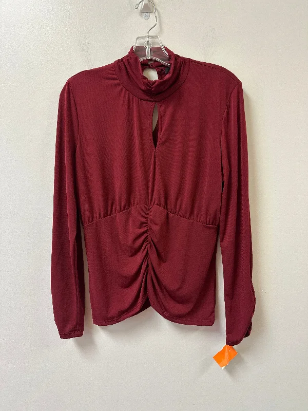 Top Long Sleeve By Espresso In Red, Size: L