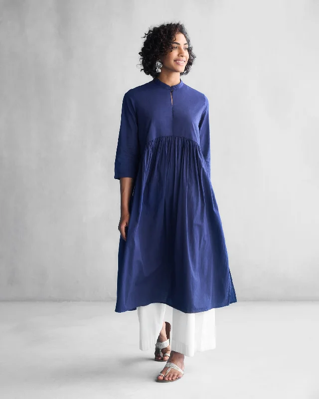 Waist Gathered Kurta - Blue