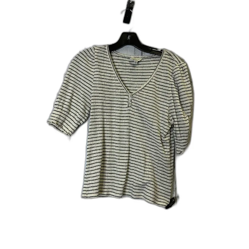 Top Short Sleeve By Lucky Brand In Striped Pattern, Size: M