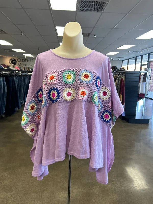 Top Short Sleeve By Savanna Jane In Purple, Size: M