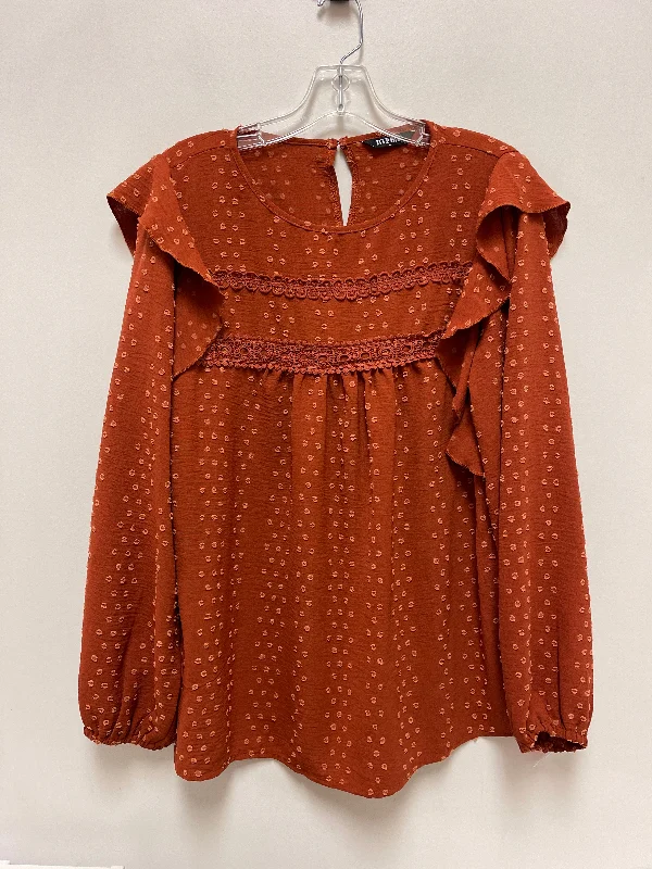 Top Long Sleeve By Clothes Mentor In Orange, Size: L