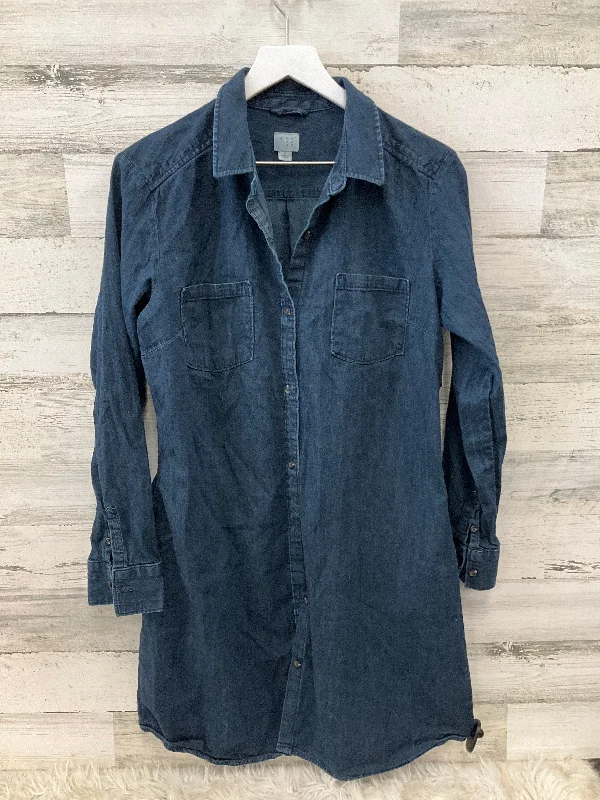 Tunic Long Sleeve By A New Day In Blue Denim, Size: L