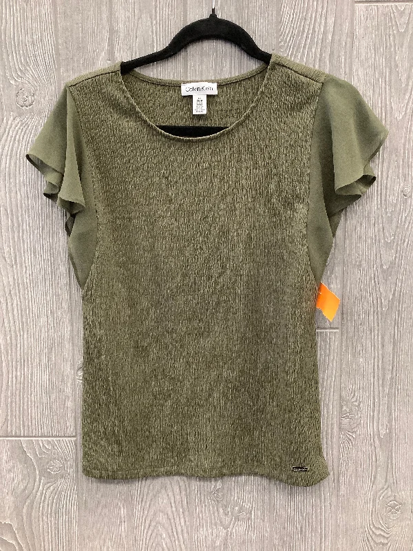 Top Short Sleeve By Calvin Klein In Green, Size: S