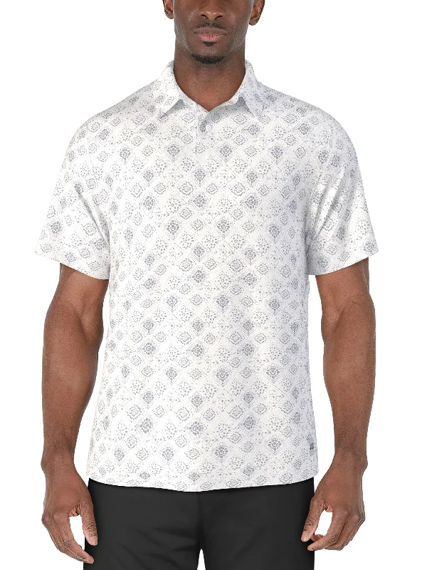 Men's Short Sleeve Textured Medallion Printed Polo