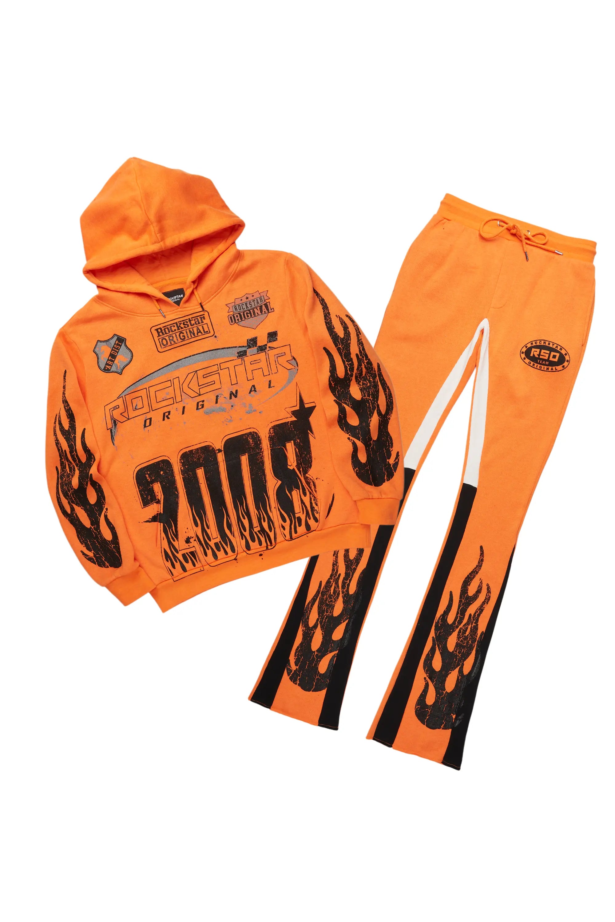 Amos Orange Hoodie/Stacked Flare Track Set